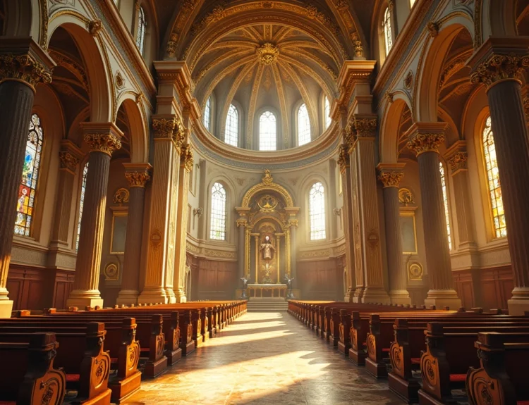 Opulent Baroque church interior in Portugal, showcasing gold-leaf details and intricate carvings. Most Expensive Church In Portugal