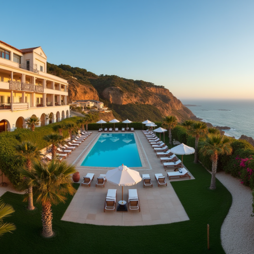 Belmar Hotel Lagos panoramic view at golden hour. belmar hotel lagos portugal