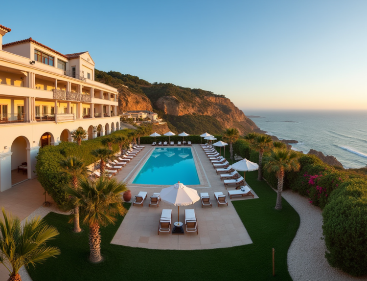 Belmar Hotel Lagos panoramic view at golden hour. belmar hotel lagos portugal