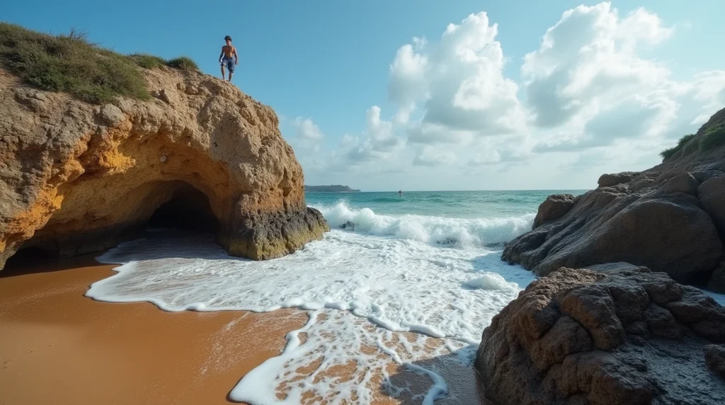 Coastal bouldering at Praia da Adraga, Sintra with ocean view