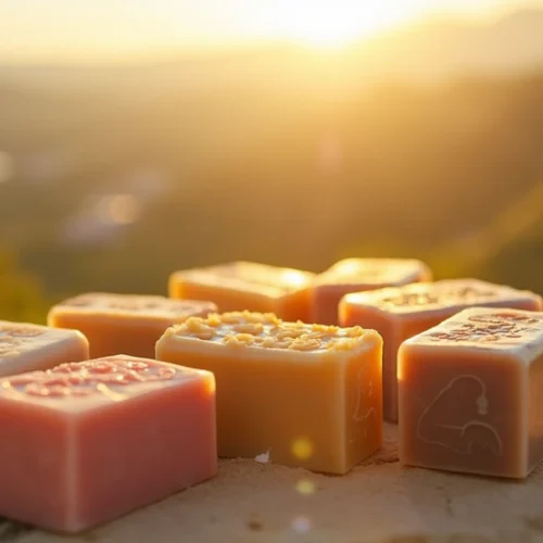 Luxurious Castelbel Soap Portugal Bars with Portuguese Countryside Background