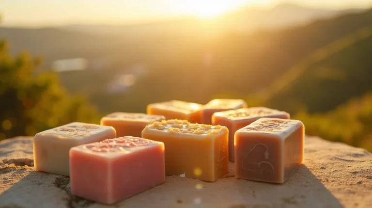 Luxurious Castelbel Soap Portugal Bars with Portuguese Countryside Background