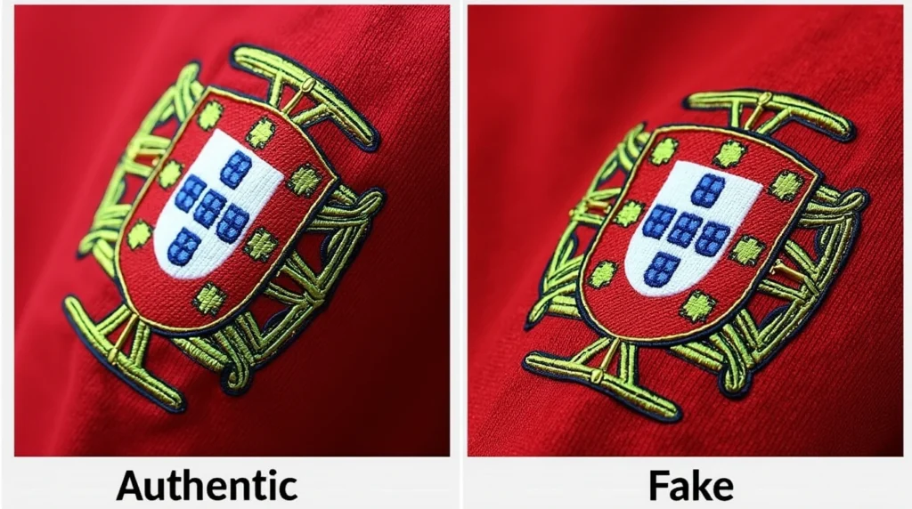 Authentic vs fake Portugal shirt crest