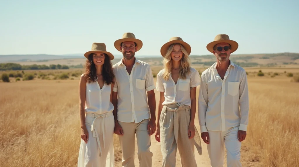 People wearing traditional Alentejo clothing made of linen